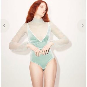 Simone Wild Velvet Body Suit in Pistachio